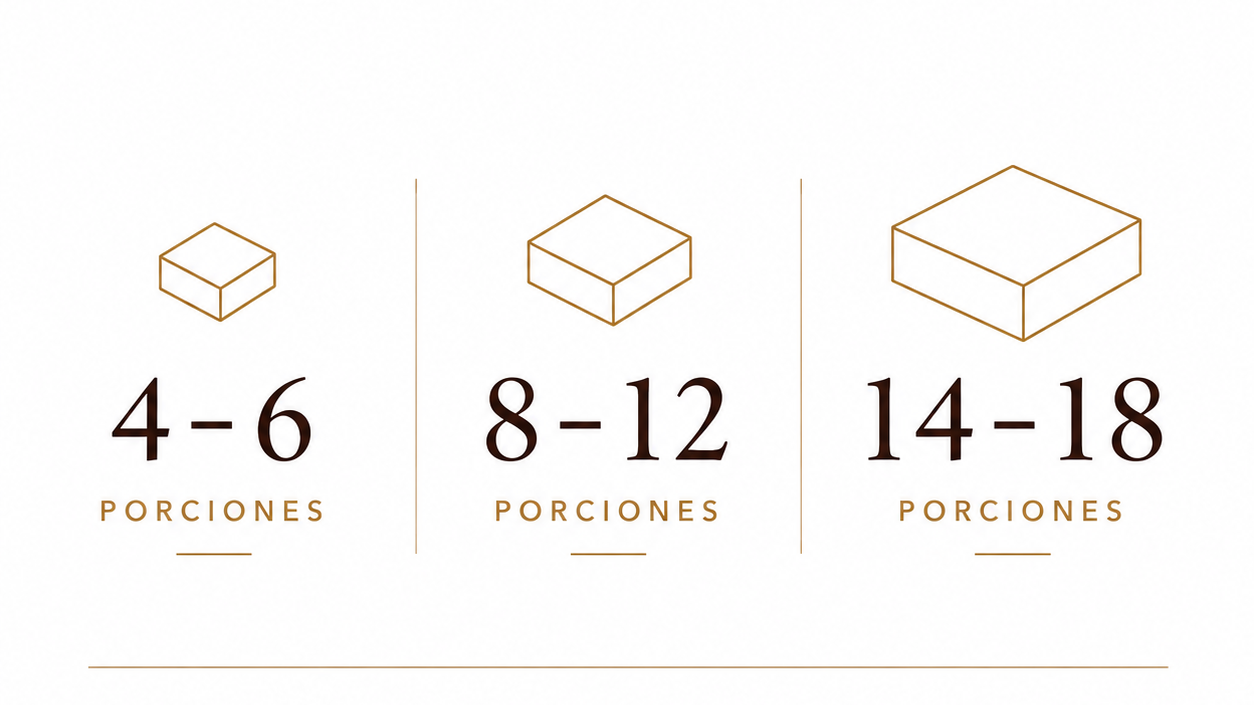 Presentaciones de Torta Vasca Sin TACC para 4–6, 8–12 y 14–18 porciones