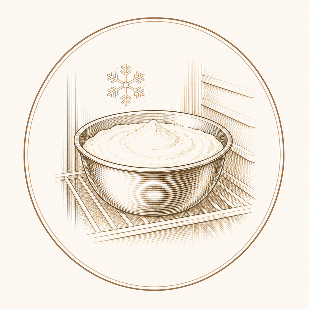 Mascarpone en refrigeración durante la estabilización de su textura