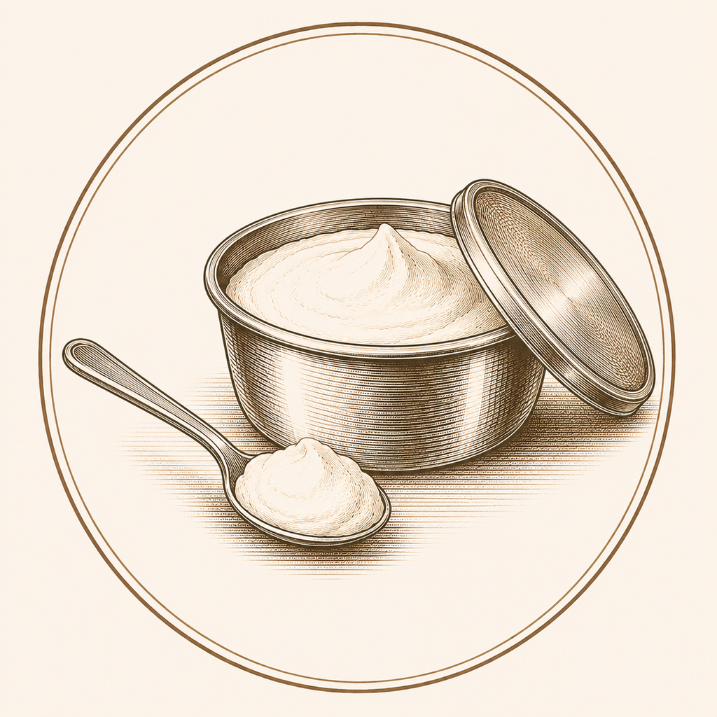 ¿Cómo conservar el mascarpone? Porción de mascarpone retirada de su recipiente para utilizar