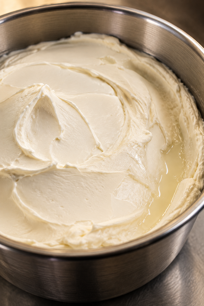 ¿Cómo conservar el mascarpone? Mascarpone con una ligera separación natural de líquido durante la conservación