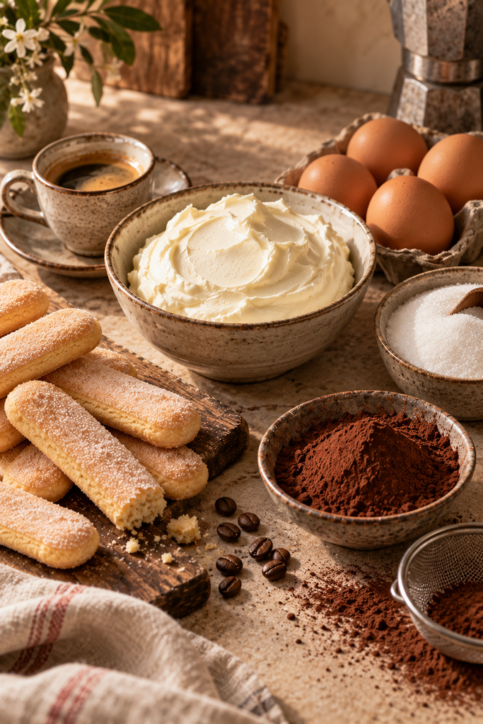 ¿Qué es el Tiramisù? Mascarpone, café, savoiardi, huevos, azúcar y cacao para preparar Tiramisù